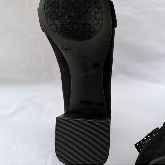 Kelly & Katie Black Microsuede Heel Loafer Tassel Shoes SIZE 6M. NWOT - Picture 9 of 12